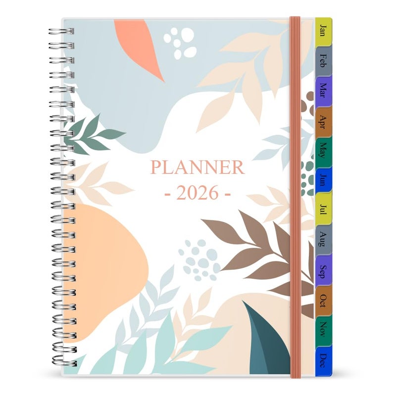 Nokingo 2026 Planner - Weekly & Monthly Planner Runs January 2026 to December 2026, 6.25" x 8.25", 12 Monthly Tabs, 14 Notes Pages, Inner Pocket, Flexible Cover with Twin-Wire Binding, Planners 2026 - Image 1